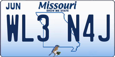 MO license plate WL3N4J
