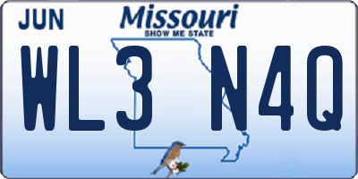 MO license plate WL3N4Q