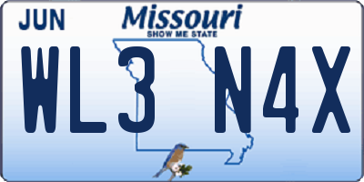 MO license plate WL3N4X