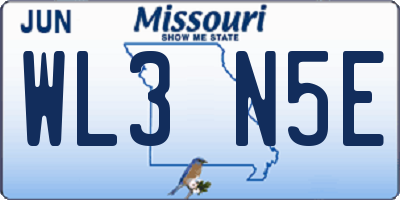 MO license plate WL3N5E