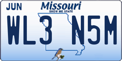 MO license plate WL3N5M