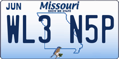 MO license plate WL3N5P