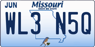 MO license plate WL3N5Q