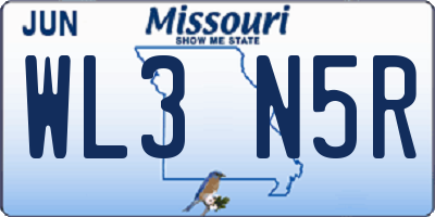 MO license plate WL3N5R