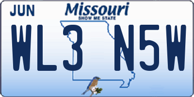 MO license plate WL3N5W