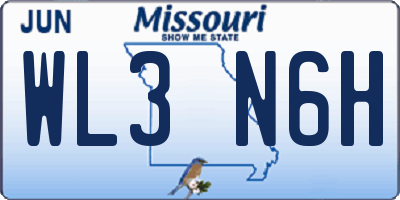 MO license plate WL3N6H