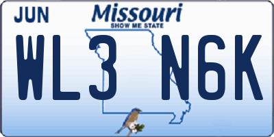 MO license plate WL3N6K