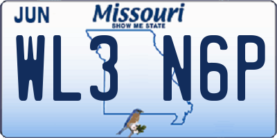 MO license plate WL3N6P