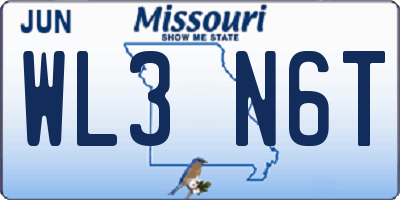 MO license plate WL3N6T