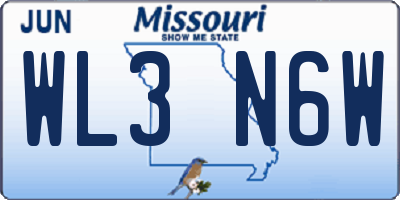 MO license plate WL3N6W