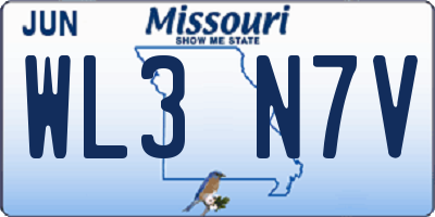 MO license plate WL3N7V