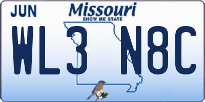 MO license plate WL3N8C