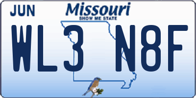 MO license plate WL3N8F