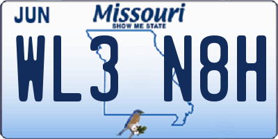 MO license plate WL3N8H