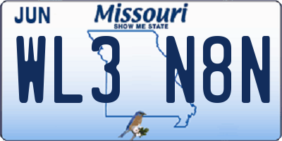 MO license plate WL3N8N