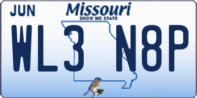 MO license plate WL3N8P