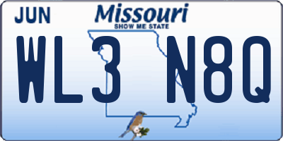 MO license plate WL3N8Q