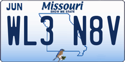 MO license plate WL3N8V