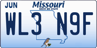 MO license plate WL3N9F