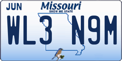 MO license plate WL3N9M