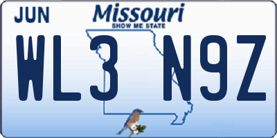 MO license plate WL3N9Z