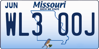 MO license plate WL3O0J