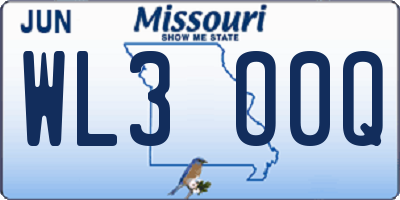 MO license plate WL3O0Q