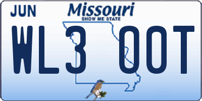 MO license plate WL3O0T