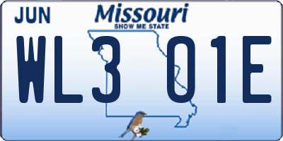 MO license plate WL3O1E