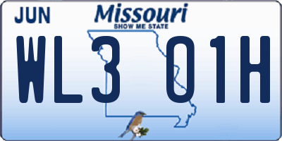 MO license plate WL3O1H