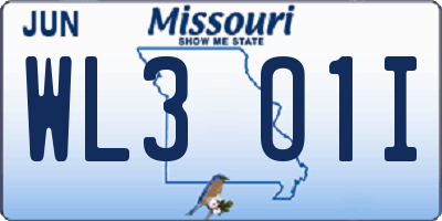 MO license plate WL3O1I
