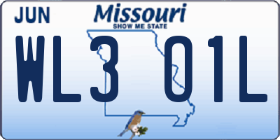 MO license plate WL3O1L