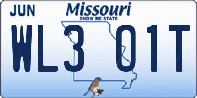 MO license plate WL3O1T