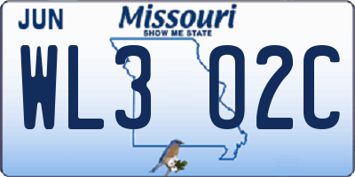 MO license plate WL3O2C