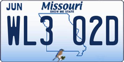 MO license plate WL3O2D