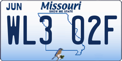 MO license plate WL3O2F
