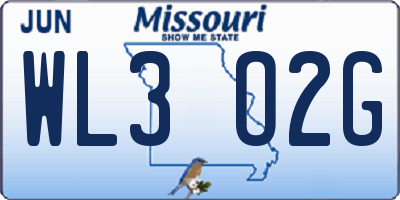 MO license plate WL3O2G