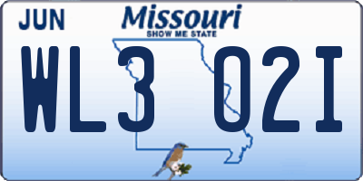 MO license plate WL3O2I