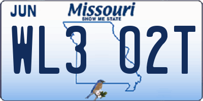 MO license plate WL3O2T