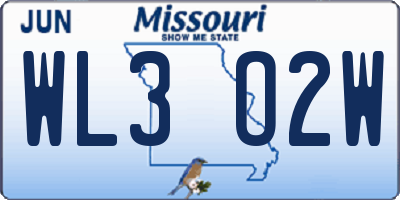 MO license plate WL3O2W