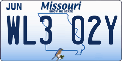 MO license plate WL3O2Y