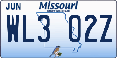 MO license plate WL3O2Z