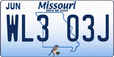 MO license plate WL3O3J