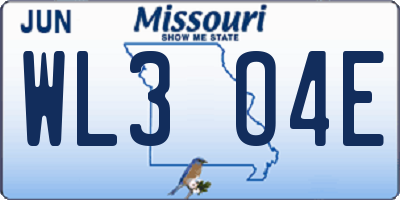 MO license plate WL3O4E