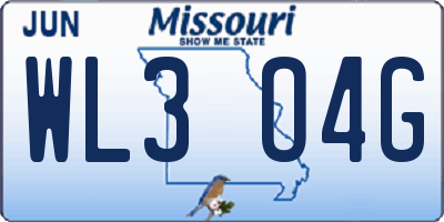 MO license plate WL3O4G