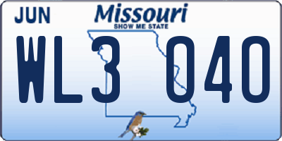 MO license plate WL3O4O