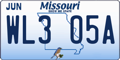 MO license plate WL3O5A