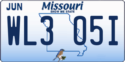MO license plate WL3O5I