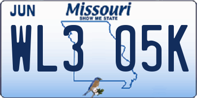 MO license plate WL3O5K