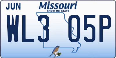 MO license plate WL3O5P